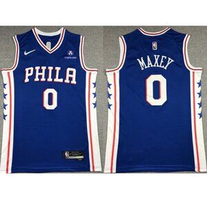 Mens Kids Youths Tyrese Maxey Blue Stitched Jersey